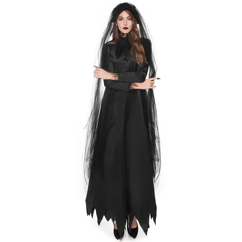 

Dark Vampire Witch Uniform Dress Cosplay Female Ghost Bridal Dress Adult Horror Halloween Stage Party Costume