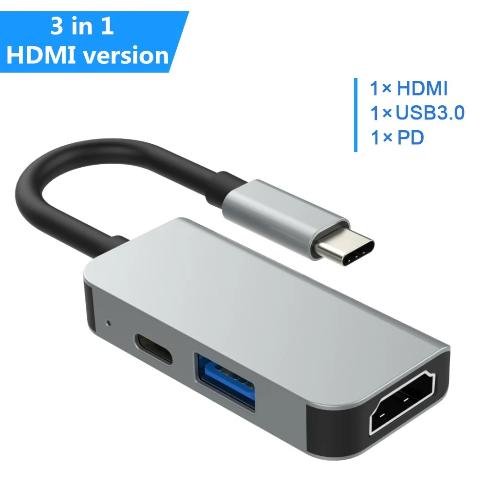 3 in 1USB HUB 87 Вт USB C концентратор Thunderbolt 3 док-станция 4K HDMI type-C концентратор к HDMI USB 3,0 адаптер для MacBook Pro Аксессуары USB конвертер - Цвет: 3 in 1USB HUB