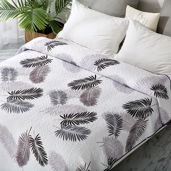 

Black White Leaf Printing Polyester Cotton Bedspread Pillowcase Quilt Coverlet Bed Covers Bed sheet Blanket Quilting #/L