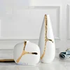 Creativity White Ceramic Vase Golden Branches Flower Arrangement Hydroponics Modern Home Decoration Wedding Flower Vase 2
