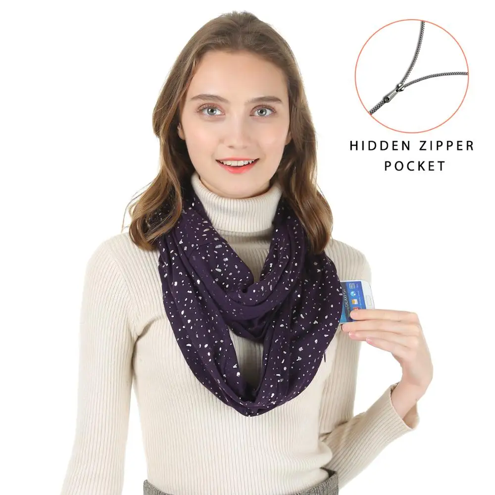 2019 зимний шарф с пайетками и карманами трансформер для путешествий