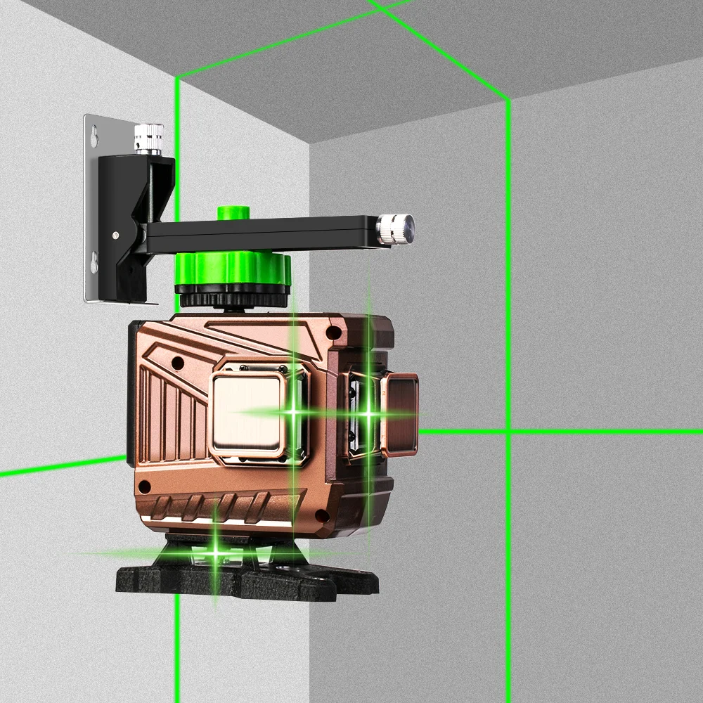 Лазерный нивелир беспроводной дистанционный 3D 360 горизонтальный вертикальный крест 12 линий зеленый луч линия супер мощный с штативом и батареей