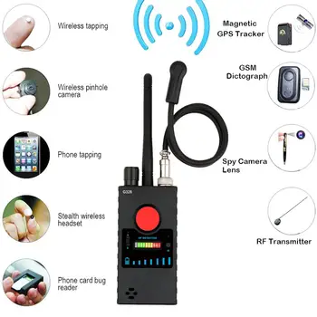 

Hidden Camera Detector,1-8000MHz RF Signal Detectors Wireless Bug Detector Anti-eaveadropping GPS GSM Audio Bug Sweeper