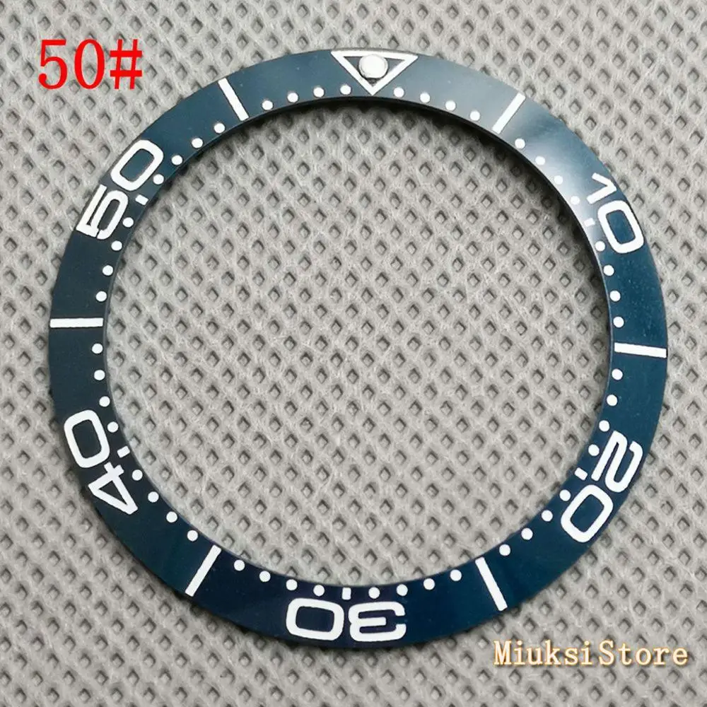 50 Parnis 38mm black blue white green Ceramic/Titanium Bezel insert for 40mm case Watch accessories bezel - Цвет: 50