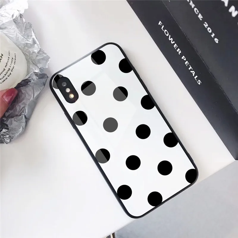 GYKZ Винтажный чехол для телефона из закаленного стекла в горошек iPhone XS MAX XR X 7 8 6 6s