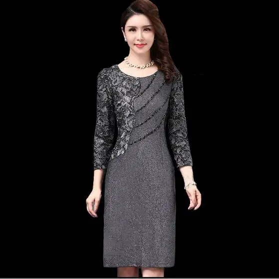 Большие размеры женская одежда Новинка для женщин на осень-зиму camisa feminina платье-футболка кружевные платья черное платье vestido de festa J29911