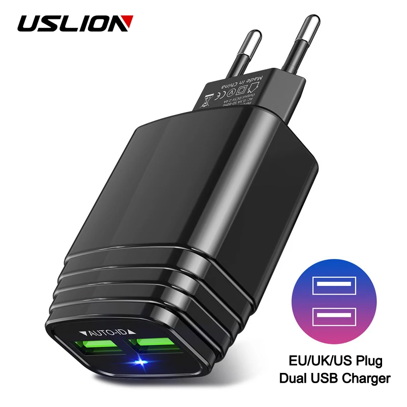 Зарядное устройство USLION с двумя USB портами 5 В 2 4 А|Зарядные устройства| |