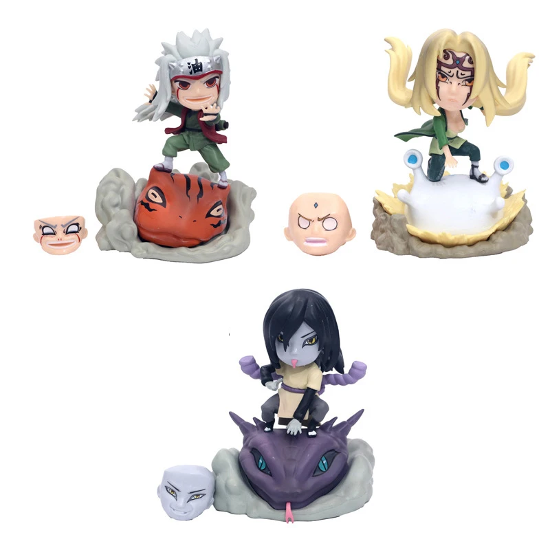 Экшн фигурка Naruto Shippuden Tsunade Orochimaru Jiraiya Q version Gama Bunta PVC T30|Игровые фигурки и