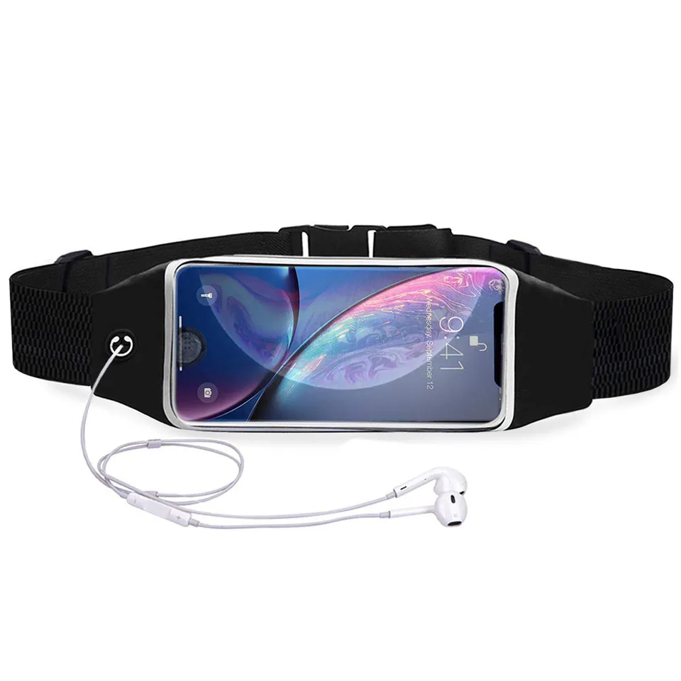 

Men Women Running Waist Bag Adjustable Belt Pack Gym Fitness Bags Transparent Touch Mobile Phone Holder Sports Bag Jogging Packs