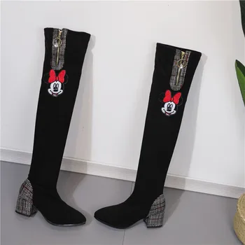 

Disney cartoon Minnie girl woman casual non-slip soft bottom warm snow boots long tube high heel fashion boots
