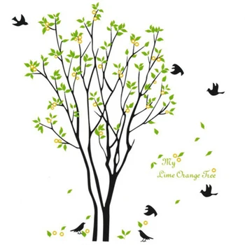 

Wall Decor Decal Sticker Removable Large Birch Tree Birds With Fallen Leaves 100*120cm Wall Stickers