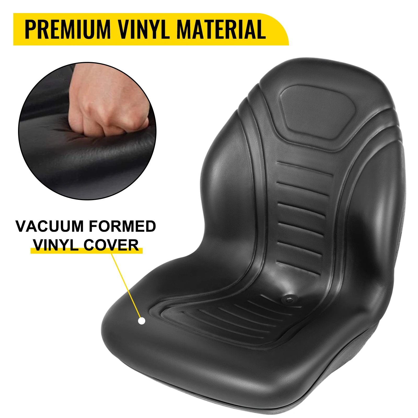 SucceBuy Forklift Seat Replacement Pair 2 High Back Seat Tractor Seat Durable Vinyl Cover for Mower Excavator Wheel Loader Dozer