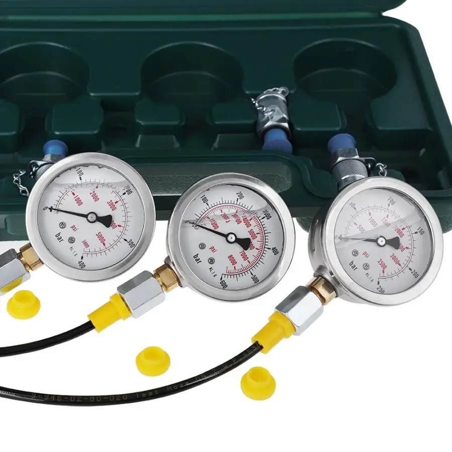 Excavator Hydraulic Pressure Test Kit with Testing Hose Coupling and Gauge Tool