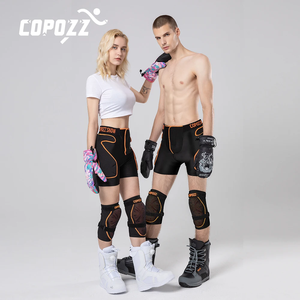COPOZZ 20705 Adjustable Unisex Sports Gear Shorts Snowboard Protection Hip Pads Motorcycle Short Ski Skate Anti-shock Padded Shorts Knee Pads