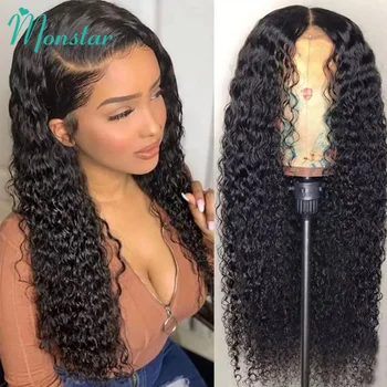 

Monstar Brazilian Deep Wave Wig Long Remy Hair 13x6 Lace Front Human Hair Wigs Pre Plucked Transparent Lace Wigs for Black Women