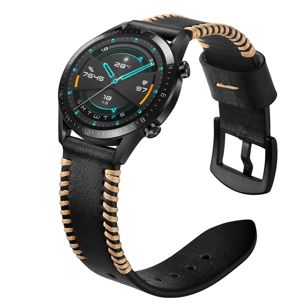 Ремешок из натуральной кожи для huawei GT 1 2 42 мм 46 мм/huawei watch 2 pro huami amazfit 1 2 GTR 47 мм Ремешки для наручных часов stra