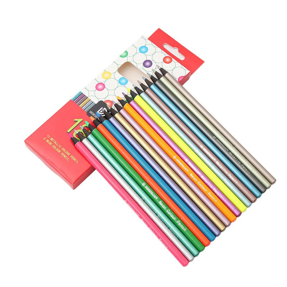 12/18 Colors Metallic Pencil Colored Drawing Pencil 12 H3ebc28319f954d1c946aab031f90ec6dP