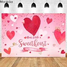 

Mocsicka Valentine's Day Photography Background Red Love Heart Bubble Decoration Props Bridal Shower Photo Backdrop Banner