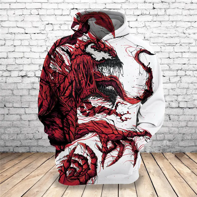 Новинка 2019 толстовка с 3D принтом Venom уникальные пуловеры свободные топы Мужская