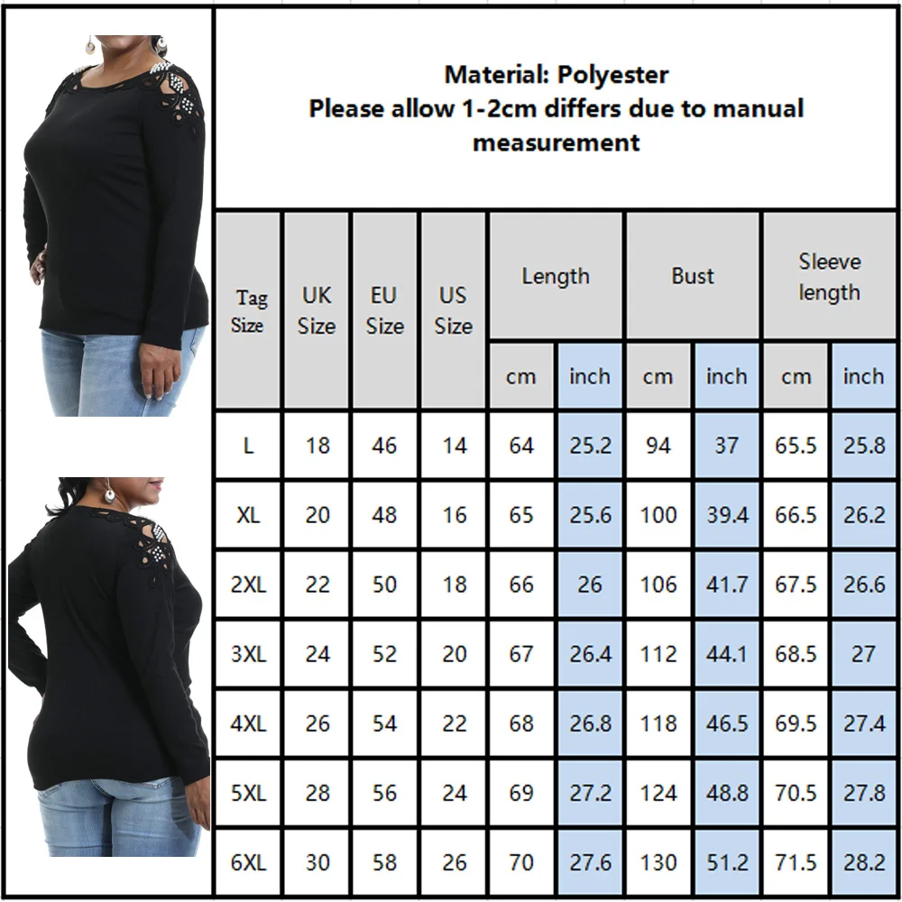6XL с открытыми плечами женские топы размера плюс элегантная тонкая футболка с бисером Женская Осенняя рубашка с длинным рукавом с бисером женская рубашка D30