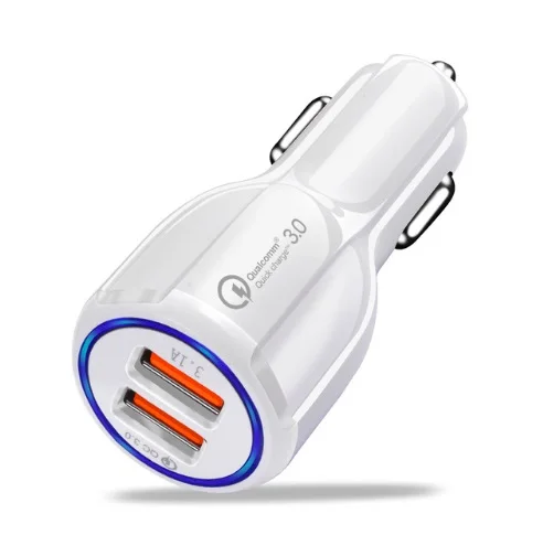 White VEEAII QC 3,0 2,0 2 порта USB Автомобильное зарядное устройство для iPhone 6 7 8 X XR XS MAX samsung Xiaomi Redmi мобильный телефон адаптер планшет зарядка - Тип штекера: White