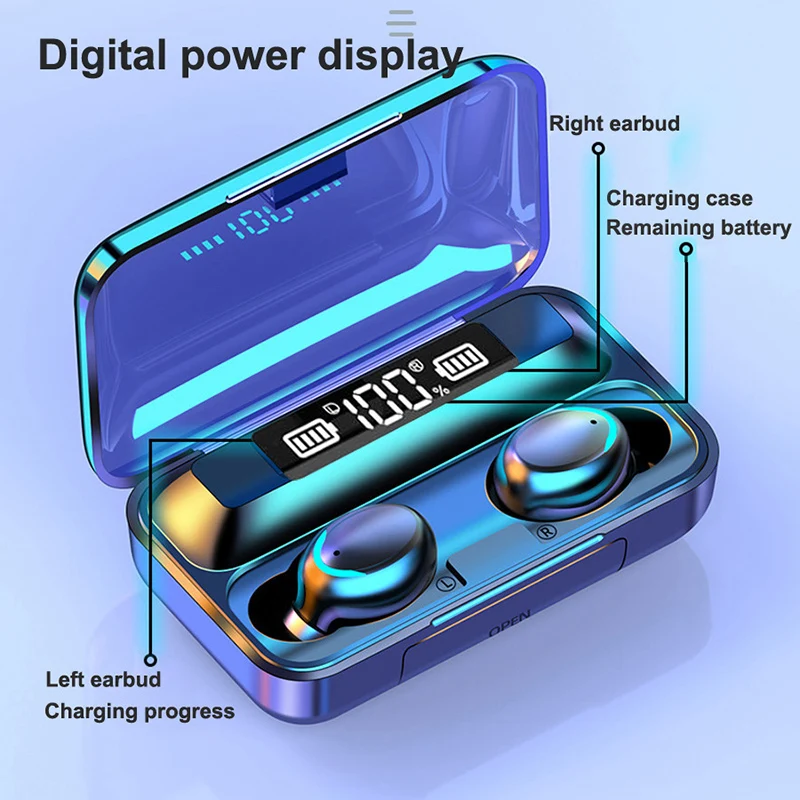 F9 5 TWS Bluetooth наушники Ipx7 для прослушивания музыки 8D спортивные с объемным