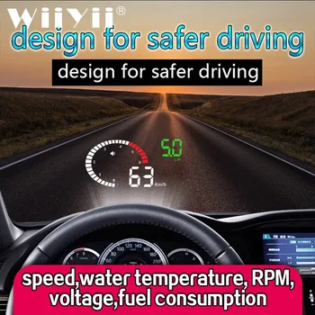 

WiiYii X6 HUD OBD2 Head Up Display Car 3 Inch Overspeed Security Warning System Windshield Projector Voltage Alarm