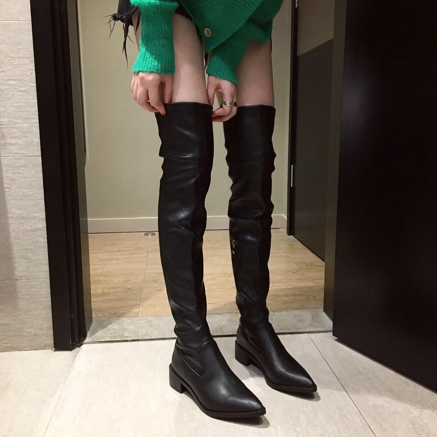 

BELLECOM 2019Ad7970. Boots Woman Overknee Thin Boots Flat Bottom Long Canister Boots Joker High Tube Autumn Women's Shoes