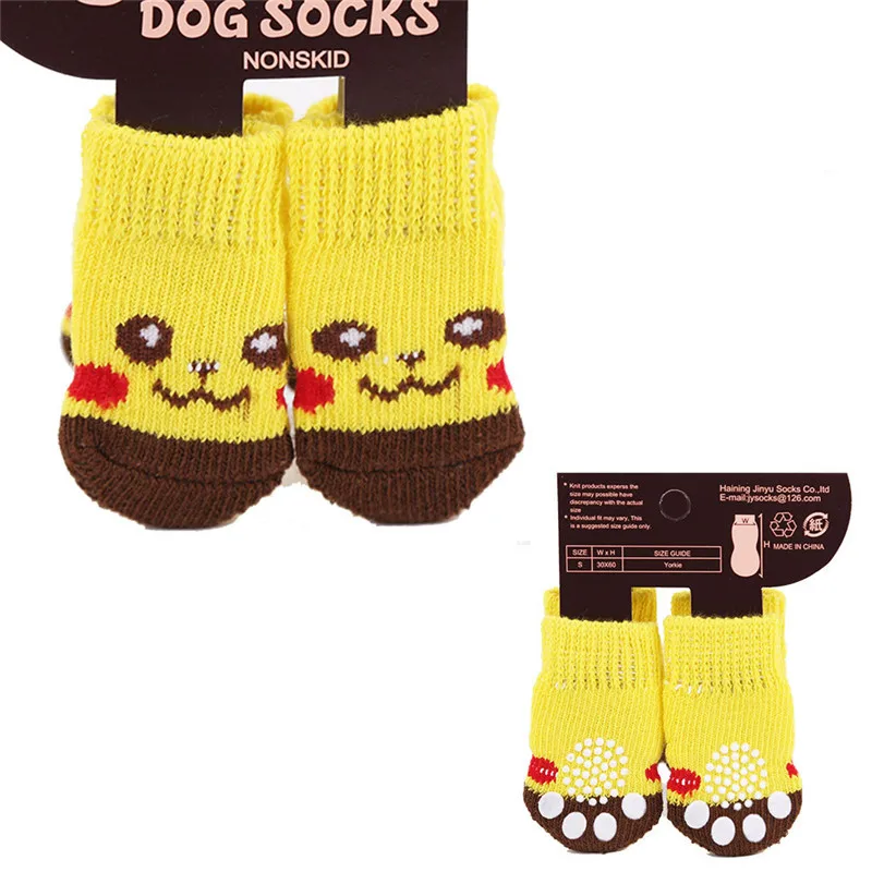 1set/4pcs Christmas New Year Cartoon Pet Socks Soft Cotton Cute Non-slip Warm Dog Sock for Dog Teddy Cat Pet Supplies