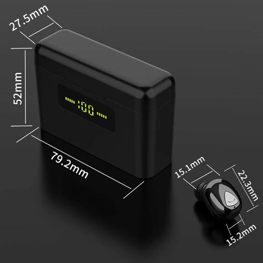 X9s TWS Bluetooth наушники 9D светодиодный стерео беспроводные наушники мини-гарнитура водонепроницаемые наушники с микрофоном для смартфонов Xiaomi