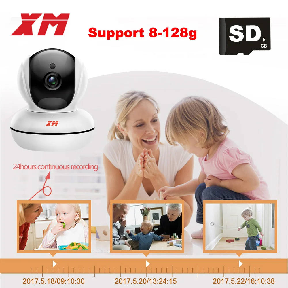 XM камера безопасности-беспроводная камера ip-камера с ночным видением/двухсторонняя аудио 2,4 ГГц Wifi Внутренняя купольная камера для дома для домашних животных