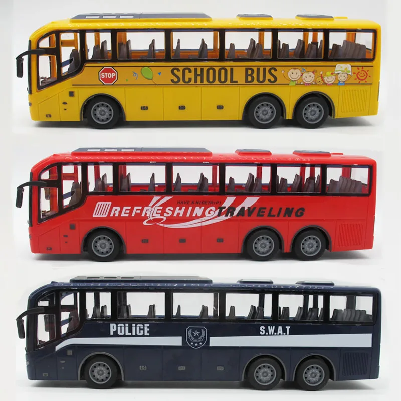 1:16 Radio Remote Control Bus 4Ch Racing Model Rc Car 27 Mhz Police Bus Lights Simulazione Scuolabus Tour Bus Model Toy For Kids