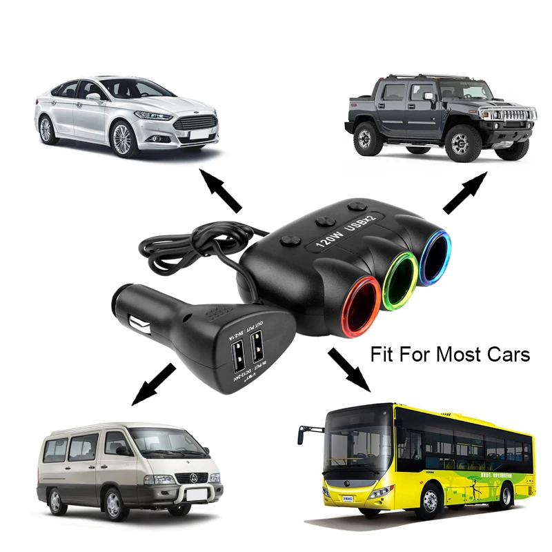 Разветвитель автомобильного прикуривателя с двумя USB портами 12 24 В|charger charger|charger