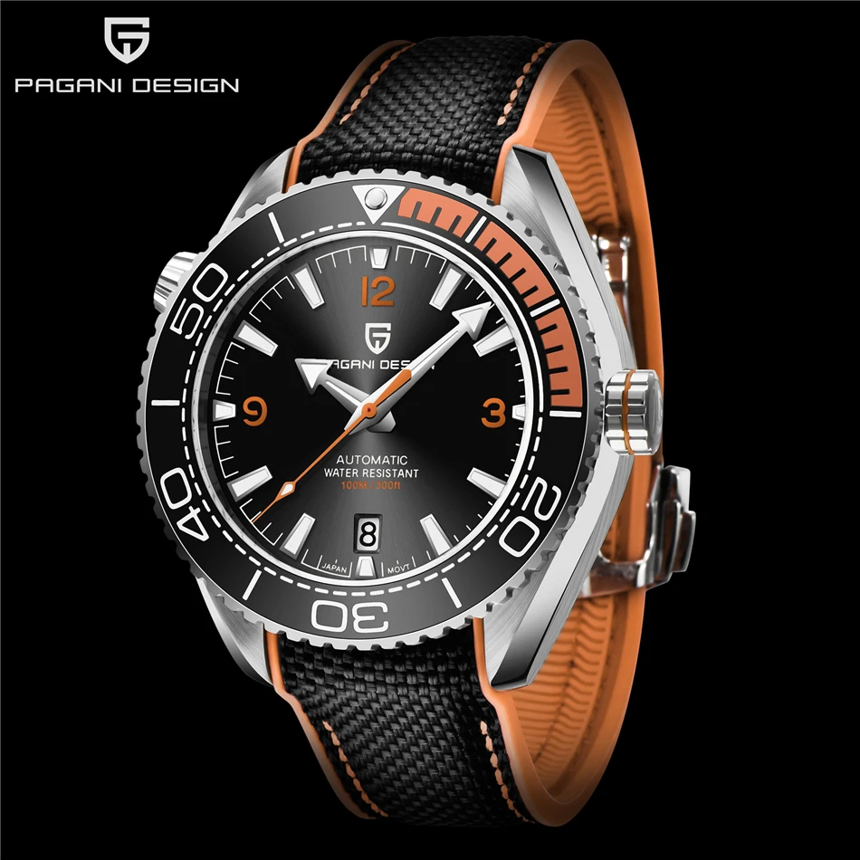 PAGANI DESIGN Men's Automatic Mechanical Watch Ceramic Bezel 100M Waterproof NH35A Movement Luxury Sapphire Glass Watch for Men