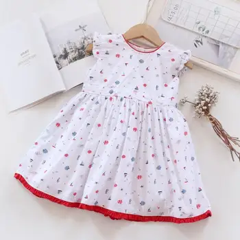 

2020 Summer Cotton Cartoon Puff Sleeve Dresses For Girls Princess, Children Cute Dress 5 pcs/lot, Wholesale