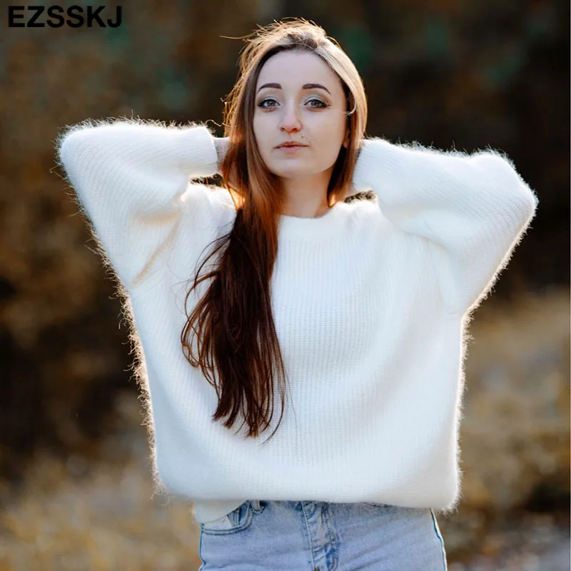 EZSSKJ thick dazy oversized wool Sweaters Women 2022 puff sleeve Winter sweater Pullovers Loose Female Warm Basic sweater Jumper