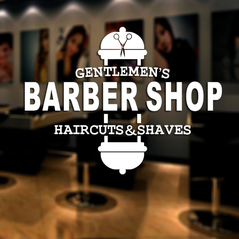 Barber Shop Sticker Gentlemen Chop Bread Decal Haircut Shavers Posters Vinyl Wall Art Decals Decor Windows Decoration Mural