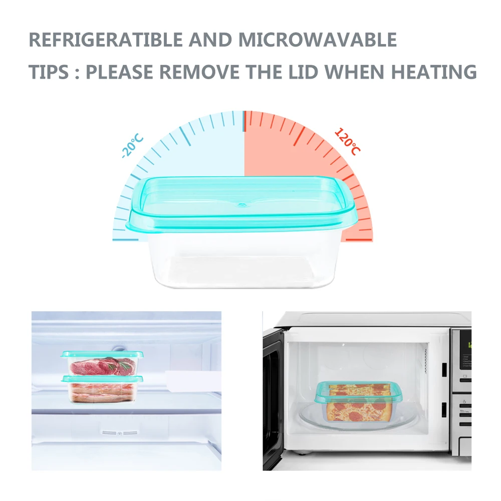 

Hot 20Pcs Food Storage Box Set Fruit Cereal Keeper Refrigerator Organizers Transparent Rectangular Dispenser Kitchen Tools