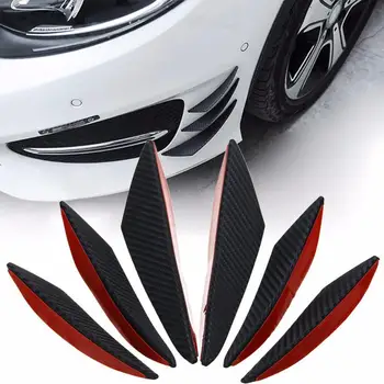 

6pcs/set Universal Black Carbon Fiber Car Refitting Front Lip Splitter Fin Spoiler Bumper Automobile Refitting Body Part Sp I3R2