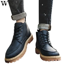 Высококачественные Брендовые мужские ботинки модные повседневные Красивые кожаные ботинки в стиле ретро мотоциклетные ботинки мужская обувь