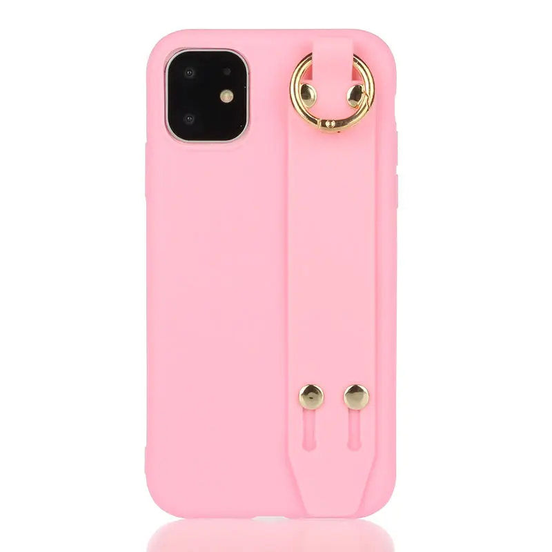 

Silicon Case For IPhone 11 Candy Color Wrist Strap Phone Case For IPhone 11 Pro 11 Pro Max Fashion ultra thin Protection Cover