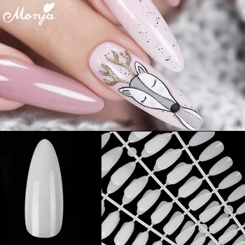 

Monja 500 Pcs/Set Natural French Acrylic UV Gel Full Cover Artificial Extension False Nail Art Tips DIY Design Manicure Tools