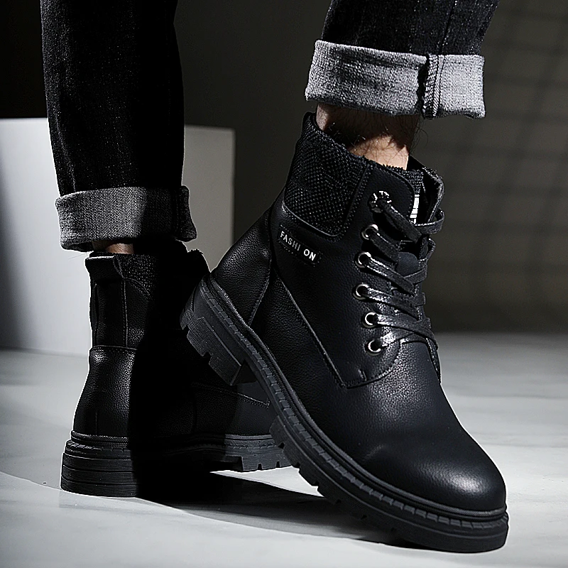 

High Quality Fashion Winter Men's Martin Boots Warm Working Boots Lace Up Men's Desert Boots Round Toe High Top Shoes 2019 New