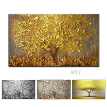 Без рамы ручная роспись нож золотое дерево картина маслом на холсте большая палитра 3D картины для гостиной современная абстрактная настенная живопись