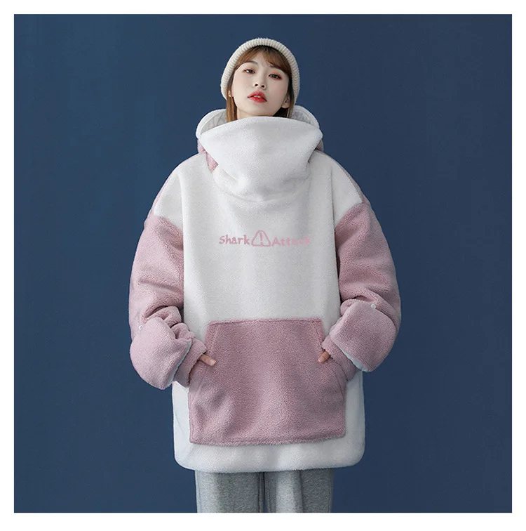 Christmas 2022 Oversized Hoodie Couple Outfit Lambswool Oversized Jacket Women Loose and Funny Clothes for Girl Kpop Warm Hoodie