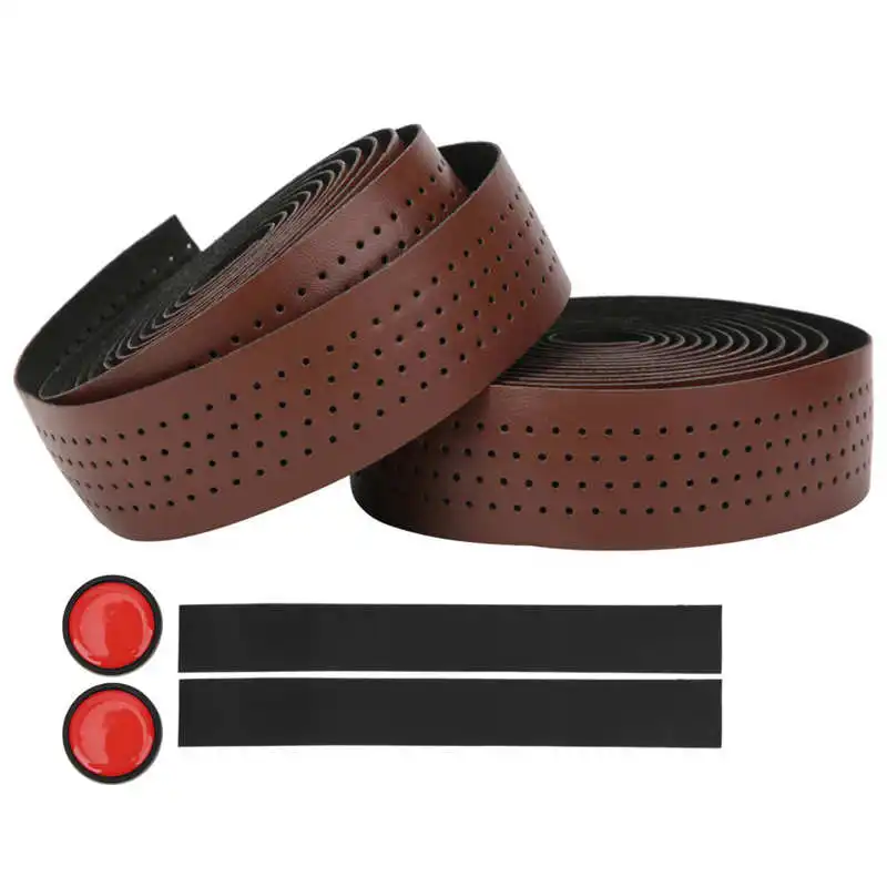 Bike Handlebar Tape,Bicycle Handlebar Strap,2Pcs Bicycle Handlebar Tape,PU Leather+EVA,Cycling Handlebar Belt,Road Bike Anti-Slip Bar Tape Strap,with 2 Plug