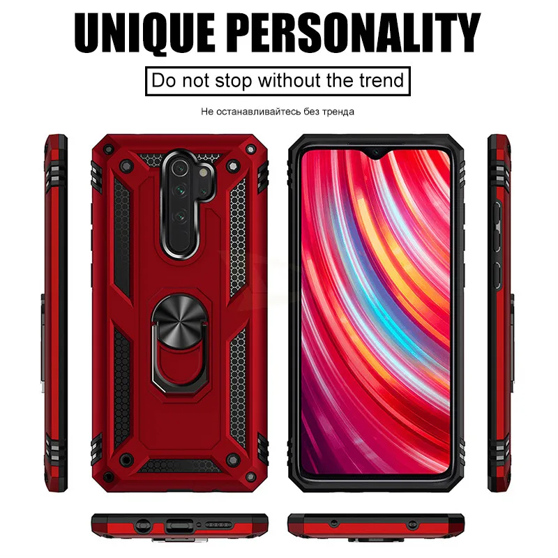 Роскошный бронированный Магнитный чехол с металлическим кольцом для Xiaomi Redmi Note 7 8 Pro, противоударный задний Чехол для Redmi 7A 8A, силиконовый чехол-бампер