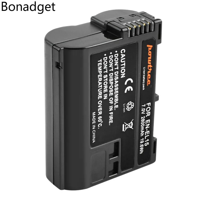 

Bonadget 2800mAh EN-EL15 ENEL15 EN EL15 For Nikon DSLR D600 D610 D800 D800E D810 D7000 D7100 D7200 Camera Battery