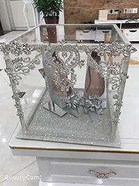 ; 1 пара роскошных блестящих туфель на высоком каблуке с серебристым бантом, украшенных кристаллами, для свадьбы, помолвки, свадьбы; вечерние туфли на высоком каблуке - Цвет: Fine heel 6CM