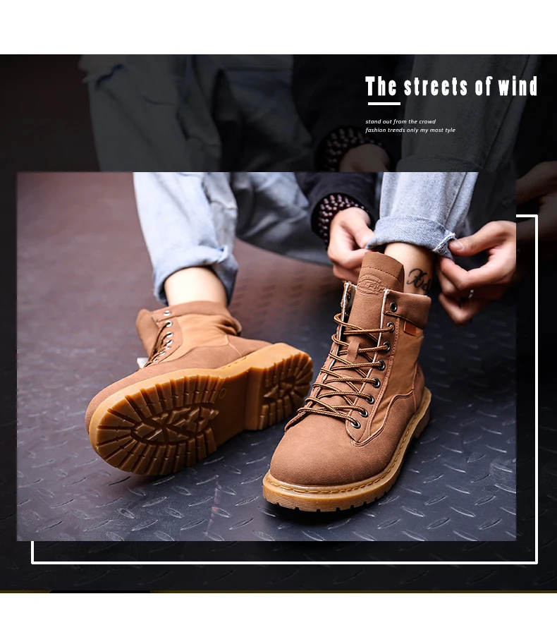 Men anti-slip breathable ankle boots waterproof high street fashion doc martens boots black grey brown lace up round-toe motorcycle boots soft comfortable work shoes safety (23)